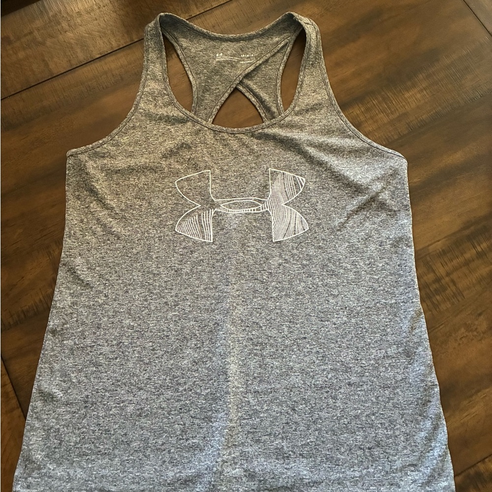 LG Gray Racerback Athletic Tank Top with White Logo